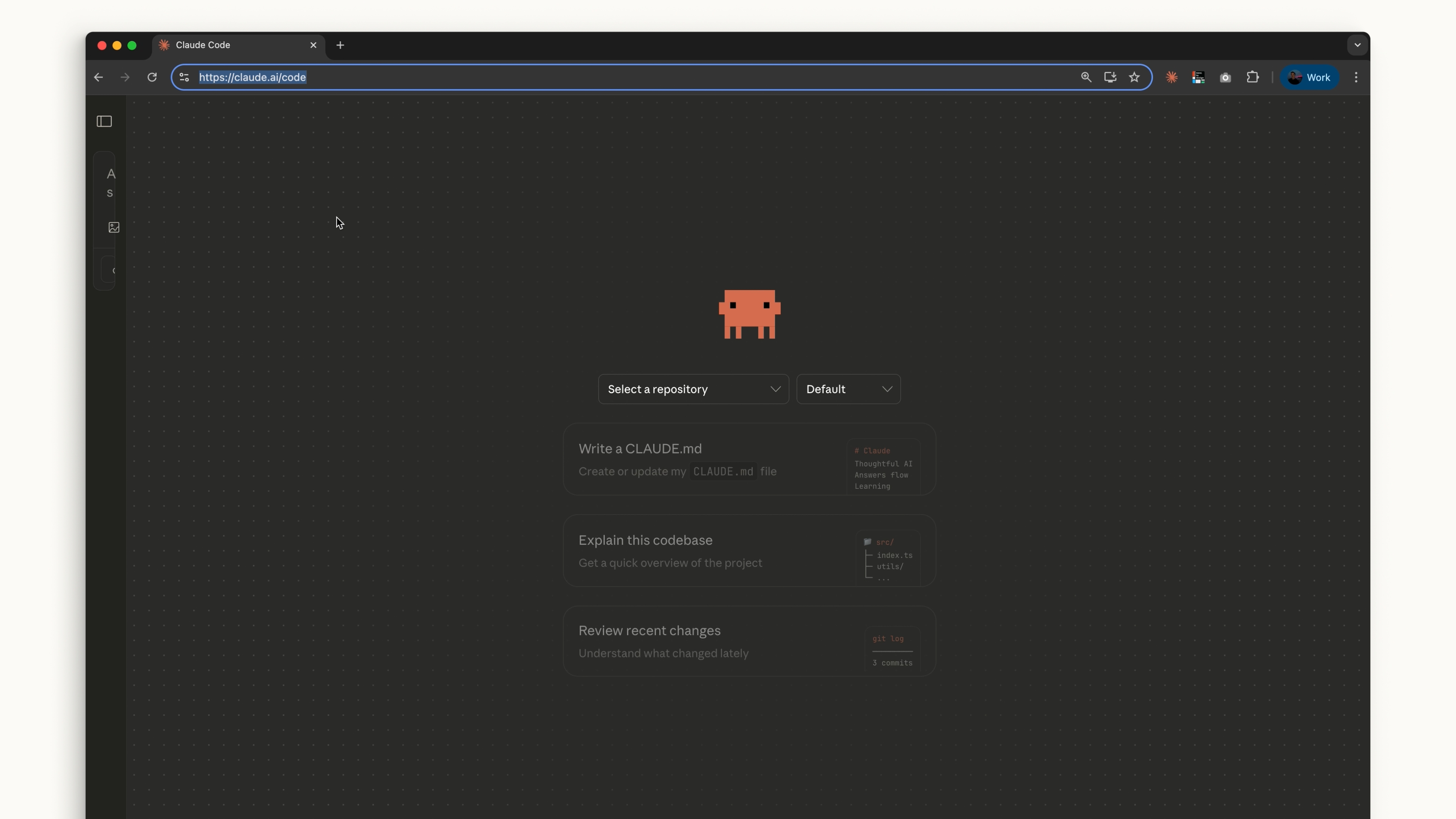 Claude Code trên web tại claude.ai/code với danh sách chọn repository