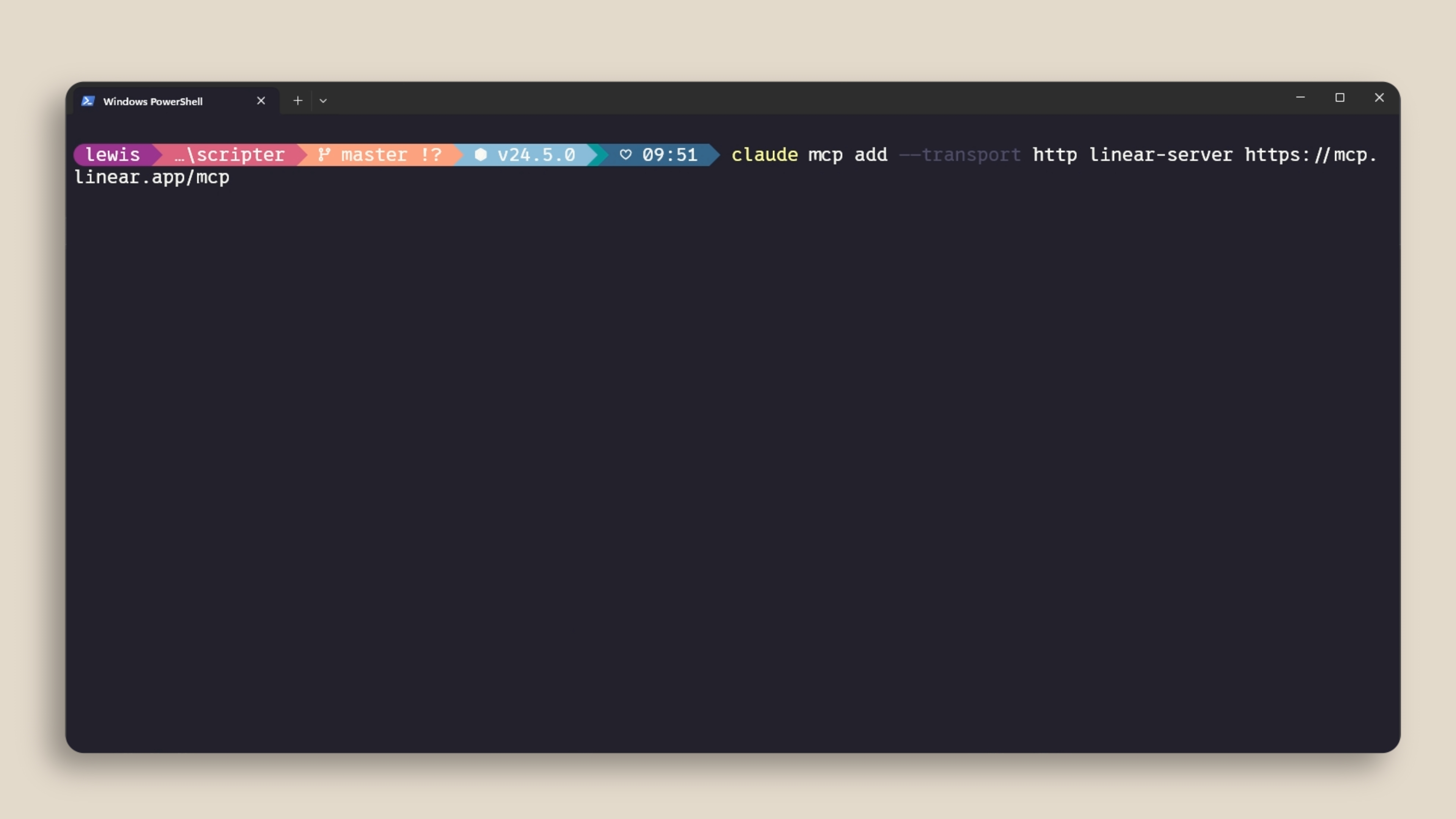 Chạy claude mcp add để thêm một HTTP MCP server Linear từ terminal