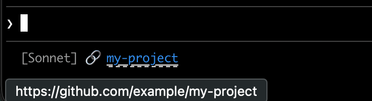 Status line hiện link có thể click tới một GitHub repository.