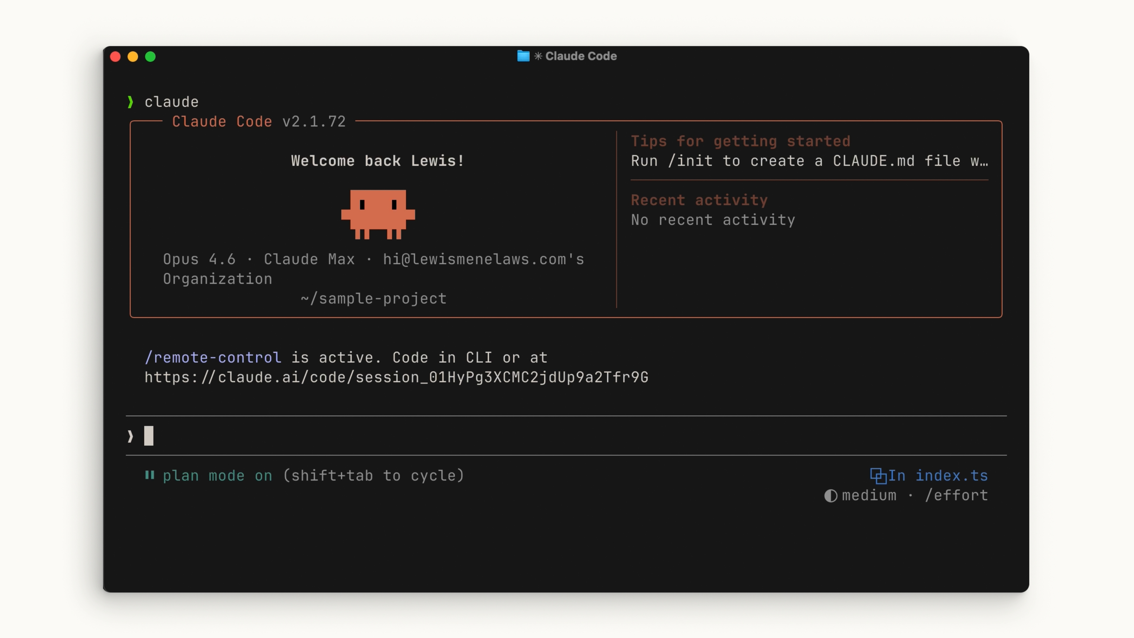 Claude Code bật plan mode, hiển thị chỉ báo trên status bar